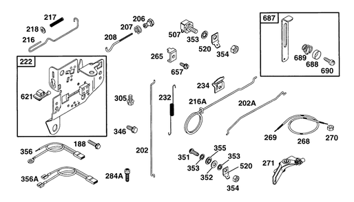 Controls Diagram and Parts List for 254422-0123-XX  Briggs and Stratton Engine